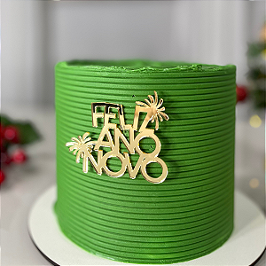 Aplique Para Bentô Cake - Feliz Ano Novo Dourado I Kit 4 Apliques para Bentô Cake Feliz Ano Novo Dourado 7cm – Natal e R