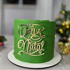 Aplique Para Bolo - Feliz Natal Dourado - Decoração Natalina
