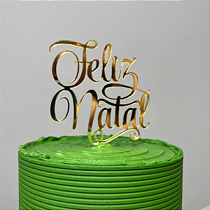 Topo de Bolo - Feliz Natal Dourado – Decoração Natalina
