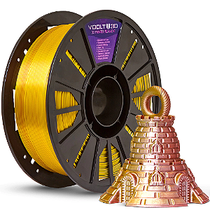 Filamento PLA Tricolor Bronze/ Dourado/Prata V-Silk - Voolt3D - 1Kg