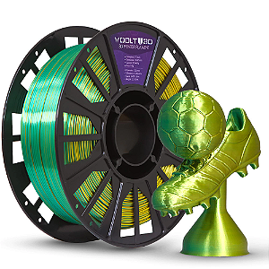 Filamento PLA Duo Color Shadow Dourado e Verde V-Silk - Voolt3D - 1Kg