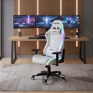Cadeira Gamer Rgb Couro Giratória Led Iluminação Rodas Ergonômico Ajustavel Colorida Reclinável Confortavel Compatível com Alexa, Google Assistente e Wi-Fi