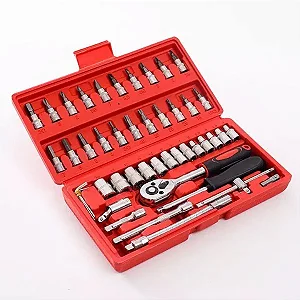Kit de Ferramentas 46 Peças com Chave Catraca