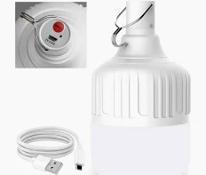 Lâmpada LED de Emergência Recarregável USB 38W com Gancho - Bivolt