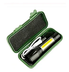 Lanterna LED de Alta Potência Recarregável USB com Zoom Ajustável