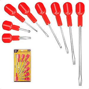 Jogo de Chaves de Fenda e Phillips com 8 Peças em Aço Carbono Reforçado