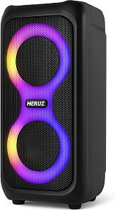 Caixa de Som Bluetooth com LED FM, USB Pendrive Grande Potencia Heruz