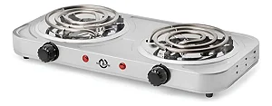 Fogão Elétrico Portátil 2 Bocas 2000W Branco Futuro Casa para Camping e Cozinha