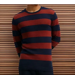 Blusão Básico Masculino Listrado Em Tricô