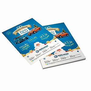 Folheto 7,3 x 10CM com Impressão Colorida na Frente no papel Couchê Brilho 115g