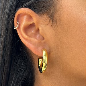Brinco Argola Tubo Tamanho Único Banhado a Ouro 18k