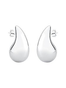 Brinco Gota Abaulada Tamanho Único Banhado a Prata