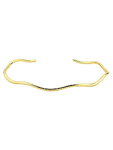 Colar Choker Aro Rígido Com Ondas Tamanho Único Banhado a Ouro 18k