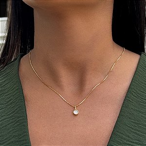Colar Ponto de Luz Tamanho Único Banhado a Ouro 18k