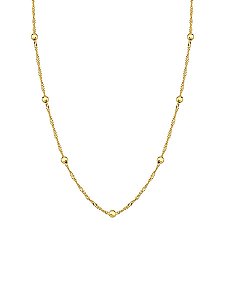 Colar Singapura Com Bolinhas Tamanho 50,0 cm Banhado a Ouro 18k