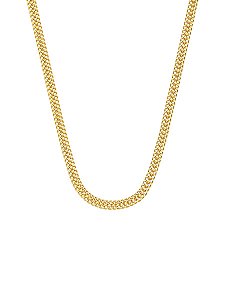 Colar Elo Duplo Trançado Tamanho Único Banhado a Ouro 18k