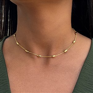 Colar Com Plaquinha Tamanho Único Banhado a Ouro 18k