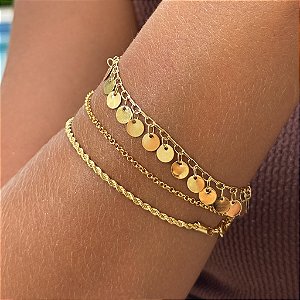 Pulseira Cordão Baiano Tamanho Único Banhado a Ouro 18k