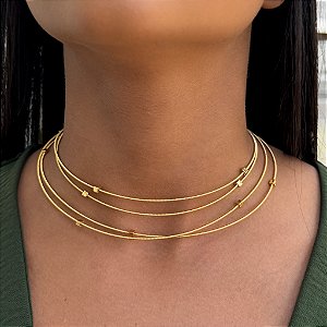Corda Quadradinha Tamanho 1,50 m Banhado a Ouro 18k