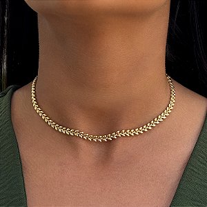 Colar Choker Escama Tamanho Único Banhado a Ouro 18K