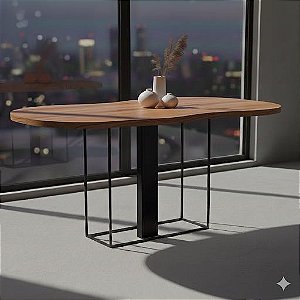 Mesa orgânica MDF Muiracatiara estilo industrial