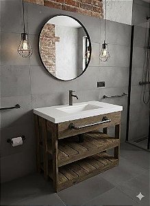 Gabinete estilo industrial MDF Freijó castanho