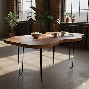 Mesa Louro MDF Laqueado Industrial Hairpin Metalon