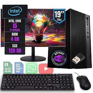 Computador Pc Completo Intel Core i5 4GB SSD 120GB Monitor 19