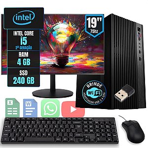 Computador Pc Completo Intel Core i5 4GB SSD 240GB Monitor 19