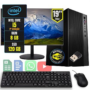 Computador Pc Completo Intel Core i5 8GB SSD 120GB Monitor 19