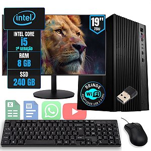 Computador Pc Completo Intel Core i5 8GB SSD 240GB Monitor 19