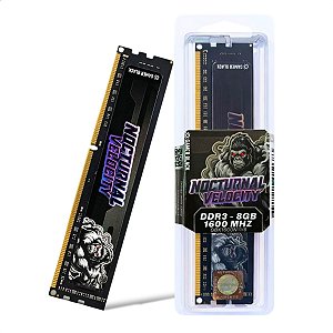 Memória RAM Para Desktop DDR3, 8GB, 1600MHz, Gamer Black NOCTURNAL VELOCITY, CL11, Preta - GBK1600N11/8