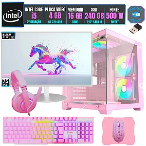 PC Gamer Completo Intel i5 16GB SSD 240GB Placa de Video 4GB Monitor 19 GCANDY