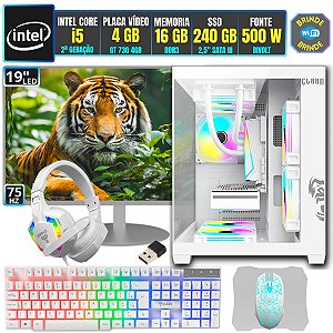 PC Gamer Completo Intel i5 16GB SSD 240GB Placa de Video 4GB Monitor 19 GSNOW