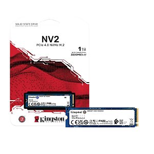 SSD NVMe, Cap 1TB, Kingston NV3, M.2 2280, Leitura: 6.000MB/s, Gravação: 4.000MB/s - SNV3S/1000G
