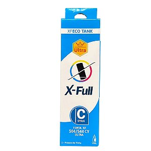 Tinta X-Full Para Epson Eco Tank L3108~L6198/ET2700~ET7750/EW-M571~EW-M970, 70ml, Corante Cyan, Ultra - 504/544 CY