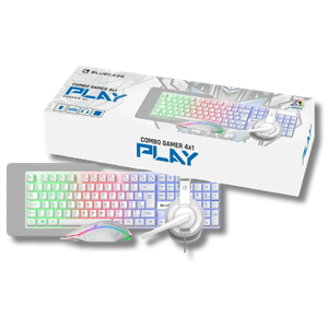 Combo Gamer 4X1 (Teclado+Mouse+Headset+Mousepad), Bluecase PLAY, Led RGB, Branco - BGHPKM-01WBX