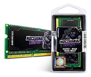 Memória RAM Para Notebook DDR3, 8GB, 1600MHz, Gamer Black NOCTURNAL VELOCITY, CL11, Low Voltage, Verde - GBK1600N11/8