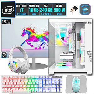 PC Gamer Completo Intel i7 16GB SSD 240GB Monitor 19 GSNOW