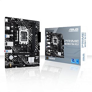Placa-Mãe H610M-F D4 R2.0, ASUS PRIME, Intel LGA1700, mATX, DDR4, M.2, NVMe, Gigalan, Preta