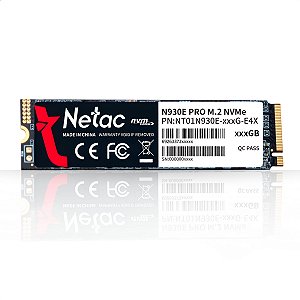 SSD NVMe, 128GB, Netac N930E, M.2 2280, Leitura: 970MB/s, Gravação: 650MB/s - NT01N930E-128G-E4X