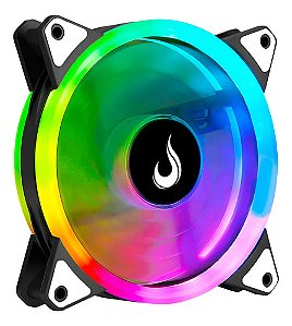 Ventoinha Cooler FAN, Rise Mode GALAXY, 120mm, Dual Led ARGB, 4 Pinos + 5v3, Preto - RM-MB-01-5V