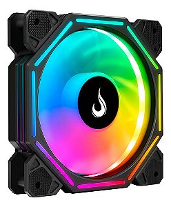 Ventoinha Cooler FAN, Rise Mode HEX TURBINE, PWM, 120mm, Led ARGB, 4 Pinos + 5v3, Preto - RM-H-ARGB-TOR-B