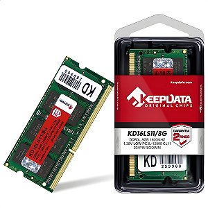 Memória RAM Para Notebook DDR3, 8GB, 1600MHz, Keepdata, CL11, Low Voltage, Verde - KD16LS11/8G