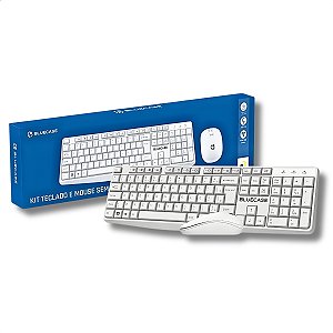 Combo 2X1 (Teclado+Mouse) Sem Fio, Bluecase, Wireless, 2.4GHz, Branco - BMTW01