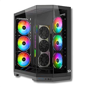 Gabinete Gamer Aquário, Redragon EDGE, ATX/Micro-ATX/Mini-ITX, Vidro Temperado Preto - CA-608B
