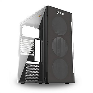 Gabinete Gamer Mid Tower, Clanm SMOG, ATX/Micro-ATX/Mini-ITX, Vidro Temperado Frontal/Lateral, Preto