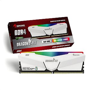 Memória RAM Gamer Para Desktop DDR4, Cap 16GB, 3600MHz, Keepdata Dragonfly, RGB, Com Dissipador, CL18, Branco - KDHRGB36