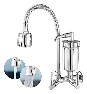Br262 Torneira Cozinha Parede Abs Filtro 2 Jatos Cromada