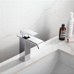 Torneira para Banheiro Monocomando Cascata Quadrada Slim Cromada